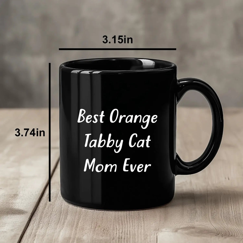 Funny Orange Tabby Cat Mom Black Coffee Mug - Mallard Moon