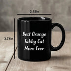 Funny Orange Tabby Cat Mom Black Coffee Mug - Mallard Moon