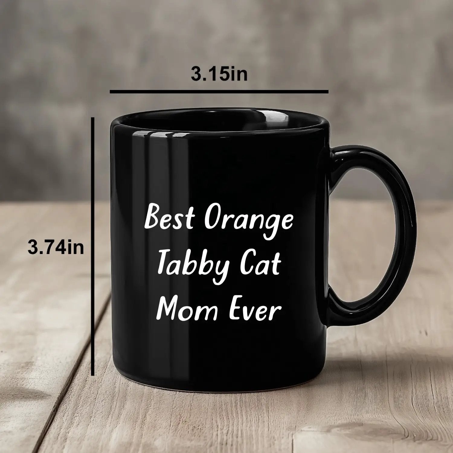 Funny Orange Tabby Cat Mom Black Coffee Mug - Mallard Moon
