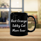Funny Orange Tabby Cat Mom Black Coffee Mug - Mallard Moon