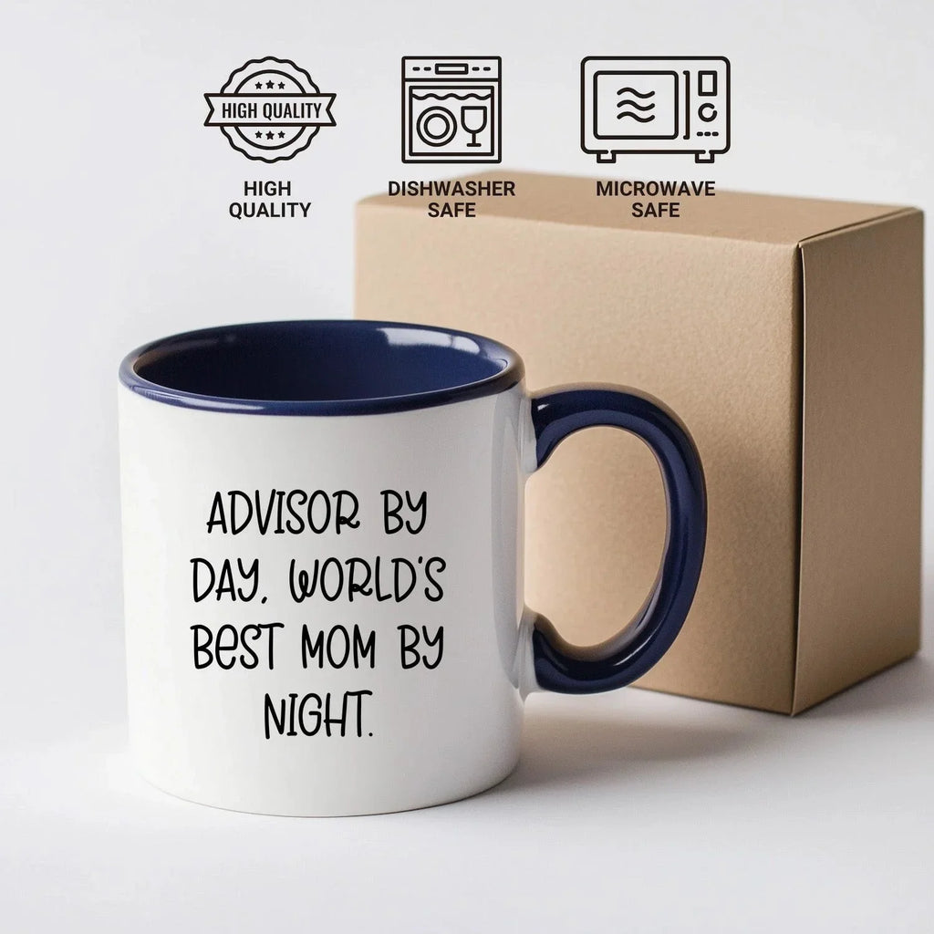 Funny Advisor Gifts from Friends - Two Tone Coffee Mug for World's Best Mom By Night - Graduation Unique Gifts