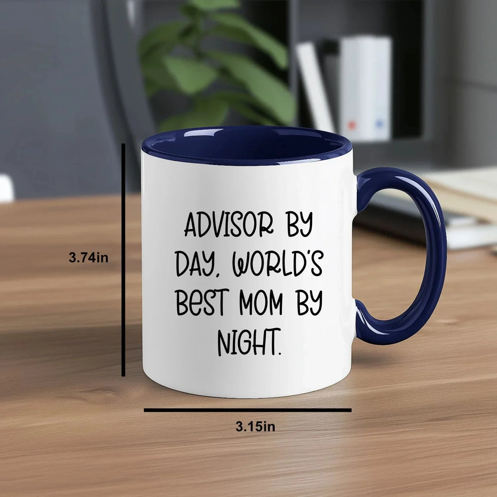 Funny Advisor Gifts from Friends - Two Tone Coffee Mug for World's Best Mom By Night - Graduation Unique Gifts