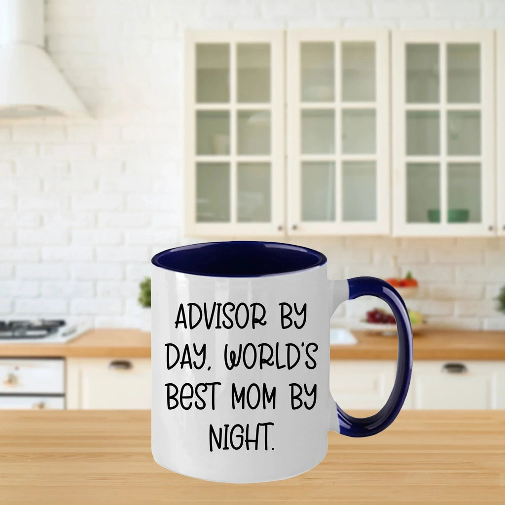 Funny Advisor Gifts from Friends - Two Tone Coffee Mug for World's Best Mom By Night - Graduation Unique Gifts