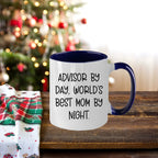 Funny Advisor Gifts from Friends - Two Tone Coffee Mug for World's Best Mom By Night - Graduation Unique Gifts