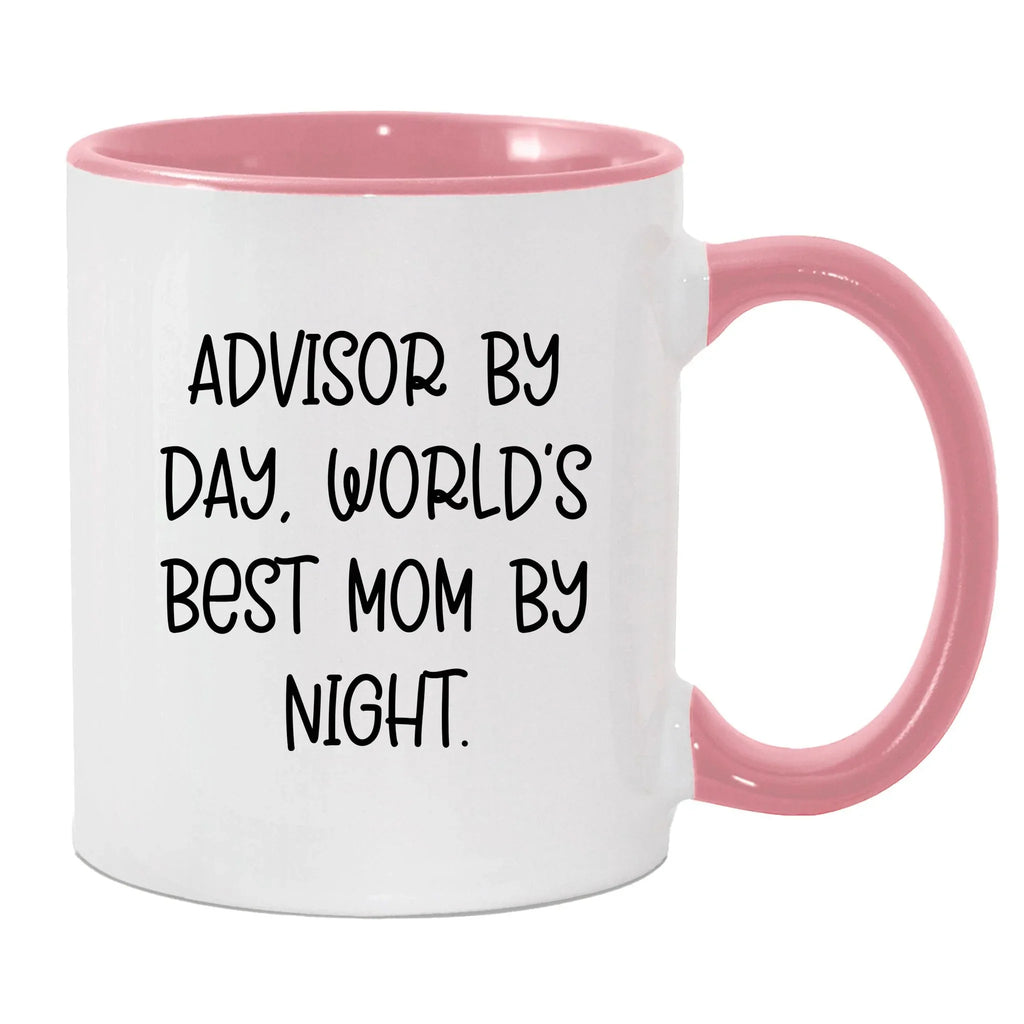 Funny Advisor Gifts from Friends - Two Tone Coffee Mug for World's Best Mom By Night - Graduation Unique Gifts