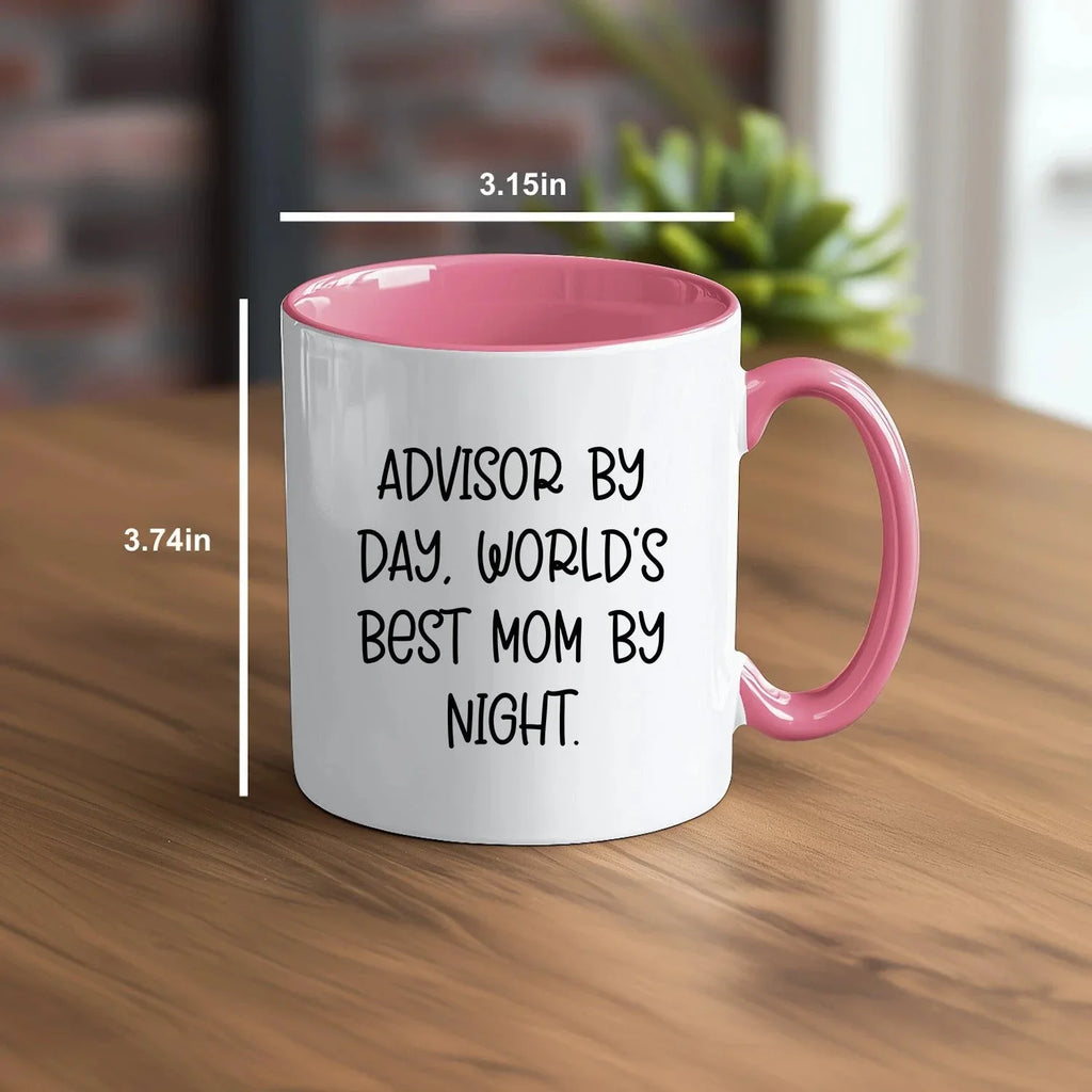 Funny Advisor Gifts from Friends - Two Tone Coffee Mug for World's Best Mom By Night - Graduation Unique Gifts