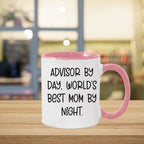 Funny Advisor Gifts from Friends - Two Tone Coffee Mug for World's Best Mom By Night - Graduation Unique Gifts