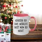 Funny Advisor Gifts from Friends - Two Tone Coffee Mug for World's Best Mom By Night - Graduation Unique Gifts