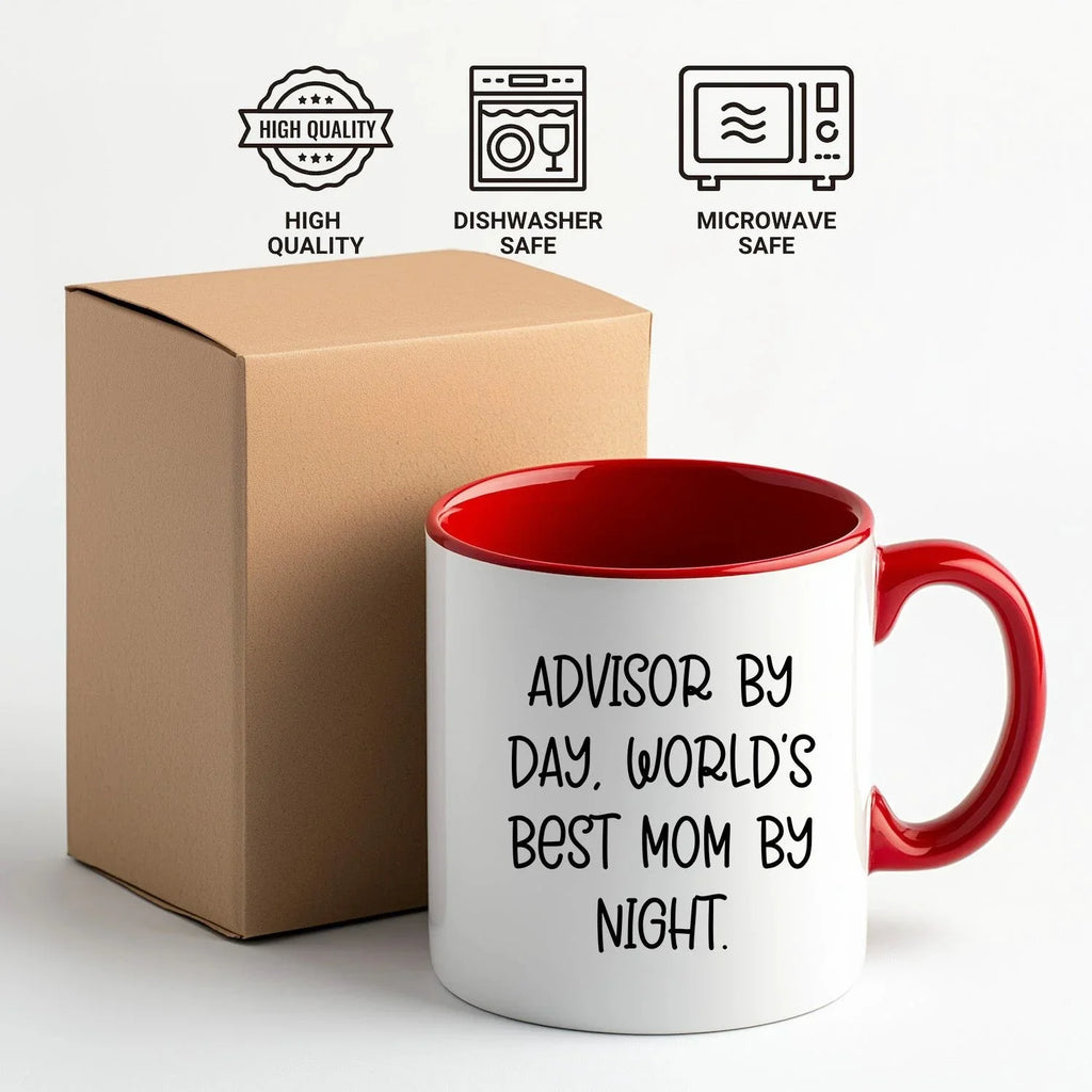 Funny Advisor Gifts from Friends - Two Tone Coffee Mug for World's Best Mom By Night - Graduation Unique Gifts