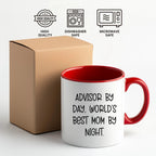 Funny Advisor Gifts from Friends - Two Tone Coffee Mug for World's Best Mom By Night - Graduation Unique Gifts