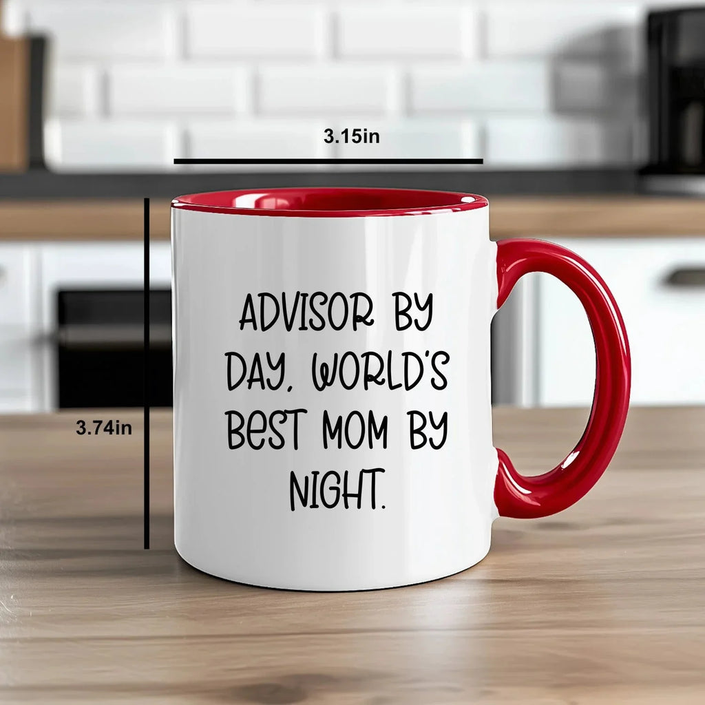 Funny Advisor Gifts from Friends - Two Tone Coffee Mug for World's Best Mom By Night - Graduation Unique Gifts