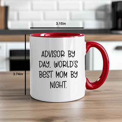 Funny Advisor Gifts from Friends - Two Tone Coffee Mug for World's Best Mom By Night - Graduation Unique Gifts - Mallard Moon Gift Shop