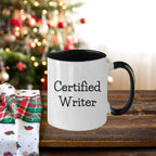 Funny Certified Writer Gifts from Family to Writers for Graduation Unique Two Tone Coffee Mugs