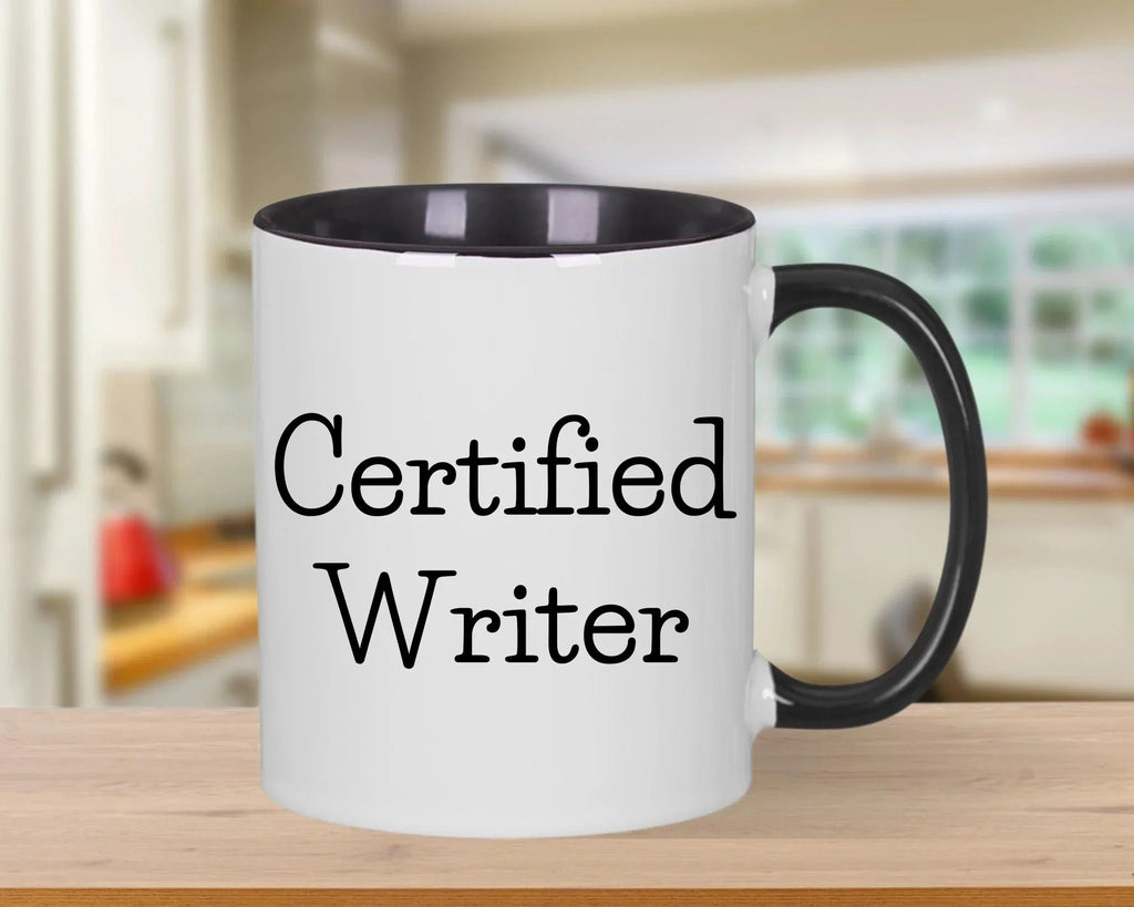 Funny Certified Writer Gifts from Family to Writers for Graduation Unique Two Tone Coffee Mugs