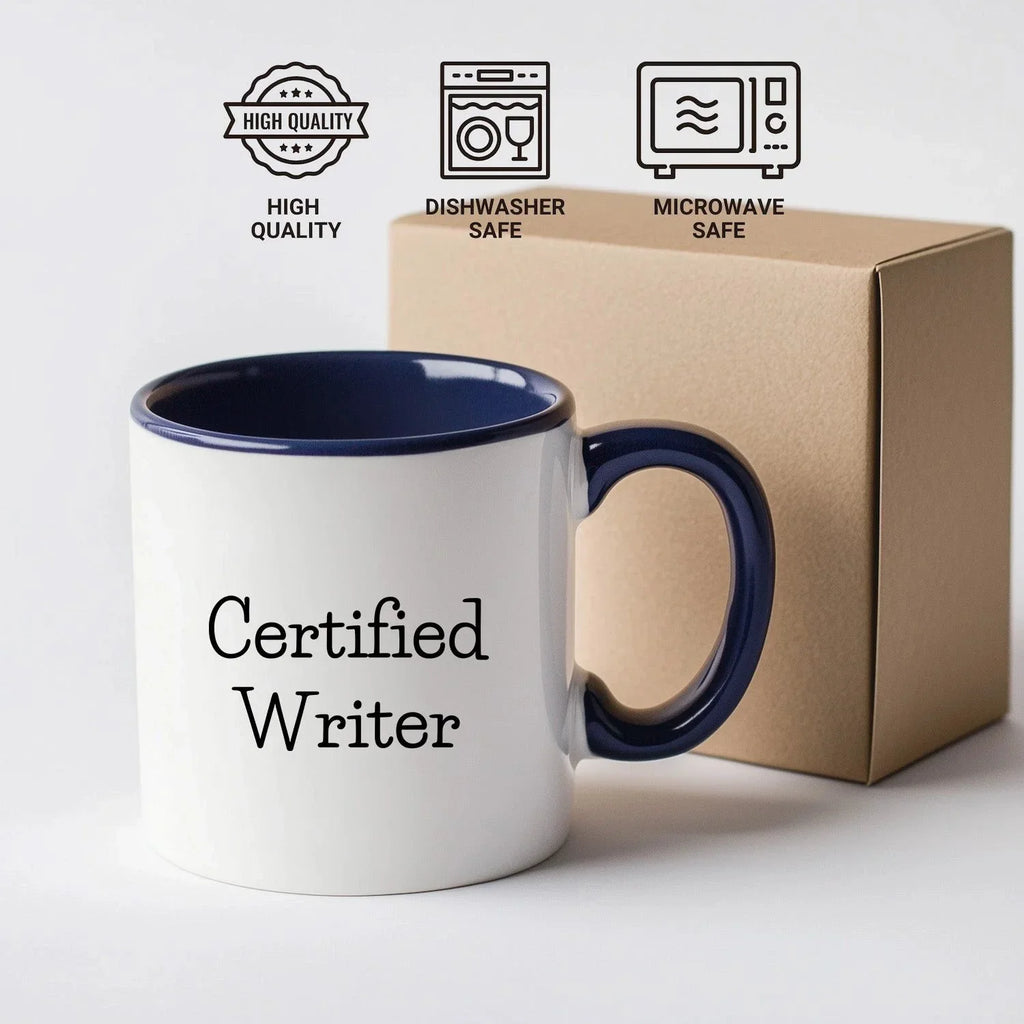 Funny Certified Writer Gifts from Family to Writers for Graduation Unique Two Tone Coffee Mugs