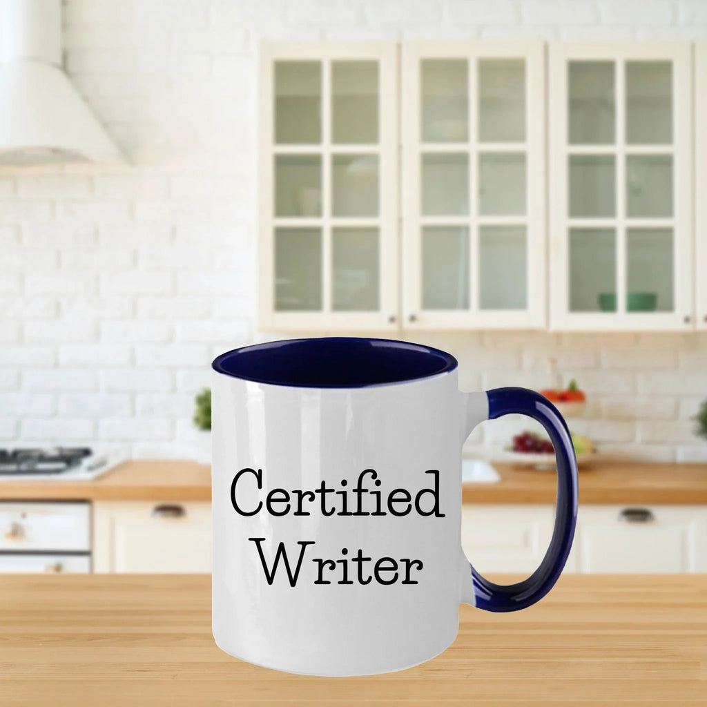 Funny Certified Writer Gifts from Family to Writers for Graduation Unique Two Tone Coffee Mugs
