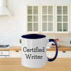 Funny Certified Writer Gifts from Family to Writers for Graduation Unique Two Tone Coffee Mugs