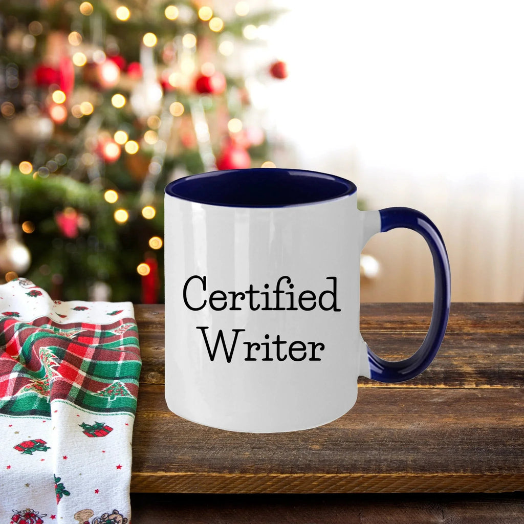 Funny Certified Writer Gifts from Family to Writers for Graduation Unique Two Tone Coffee Mugs