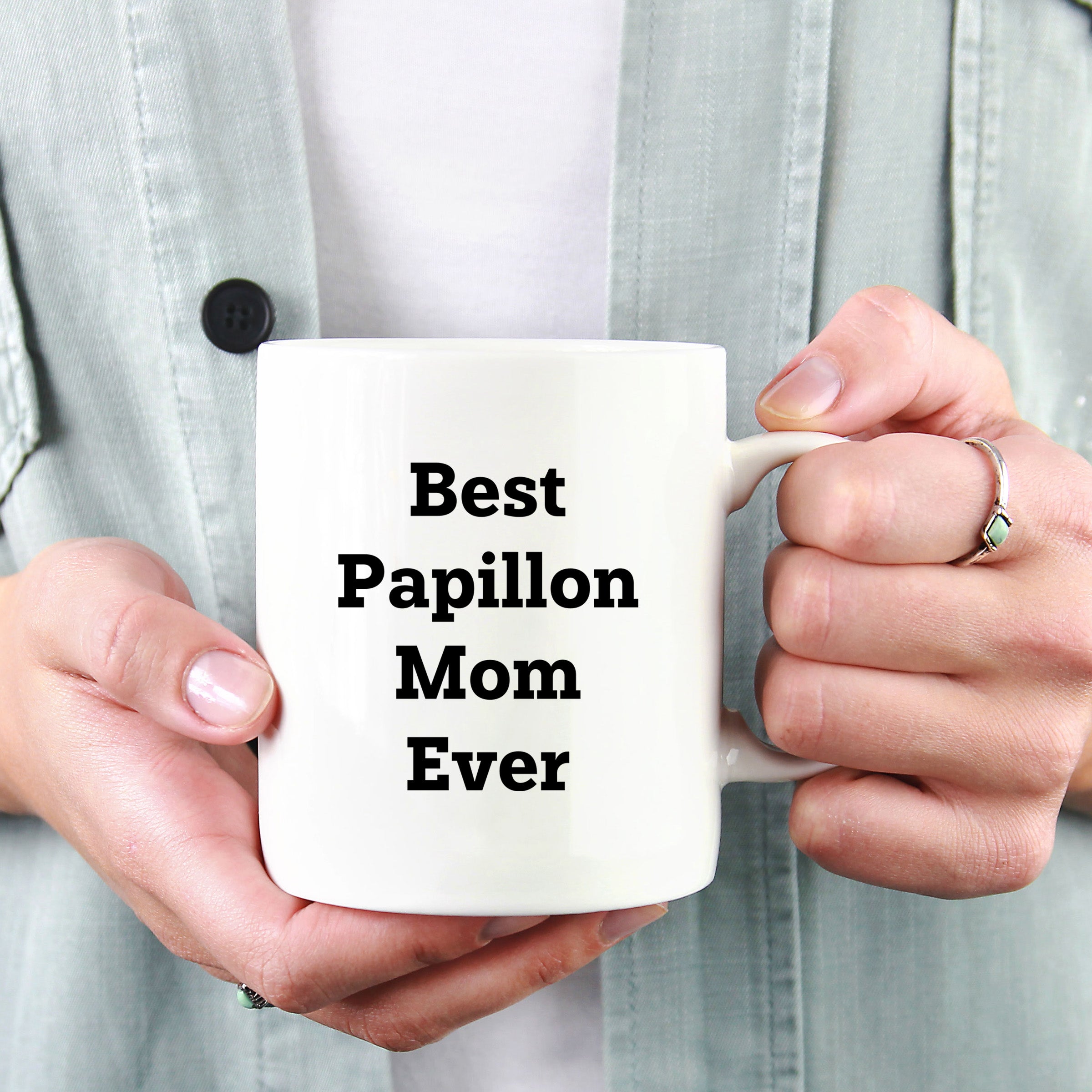 Spring Pet Products Papillon Dog Mom Ever Valentine's White Coffee Mug, Funny Quote, Gifts from Papillon Lovers for Papillon Lovers, 11oz or 15oz, Ceramic, Microwave and Dishwasher Safe - Mallard Moon Gift Shop