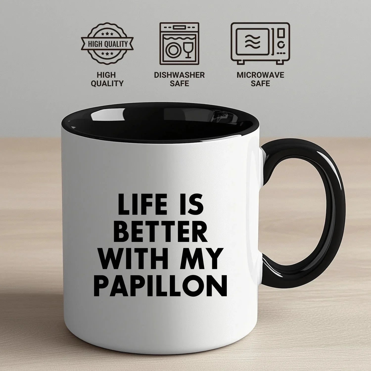 Life Is Better With My Papillon, Gifts from Mom to Papillon Dog Lovers, Two Tone Coffee Mug, Mother's Day Unique Gifts