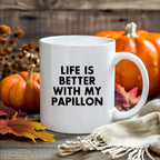 Spring Pet Products Papillon Dog Lovers Gifts from Mom, Funny White Coffee Mug for Mother's Day with 'Life Is Better With My Papillon' Quote, Ceramic, Microwave, and Dishwasher Safe