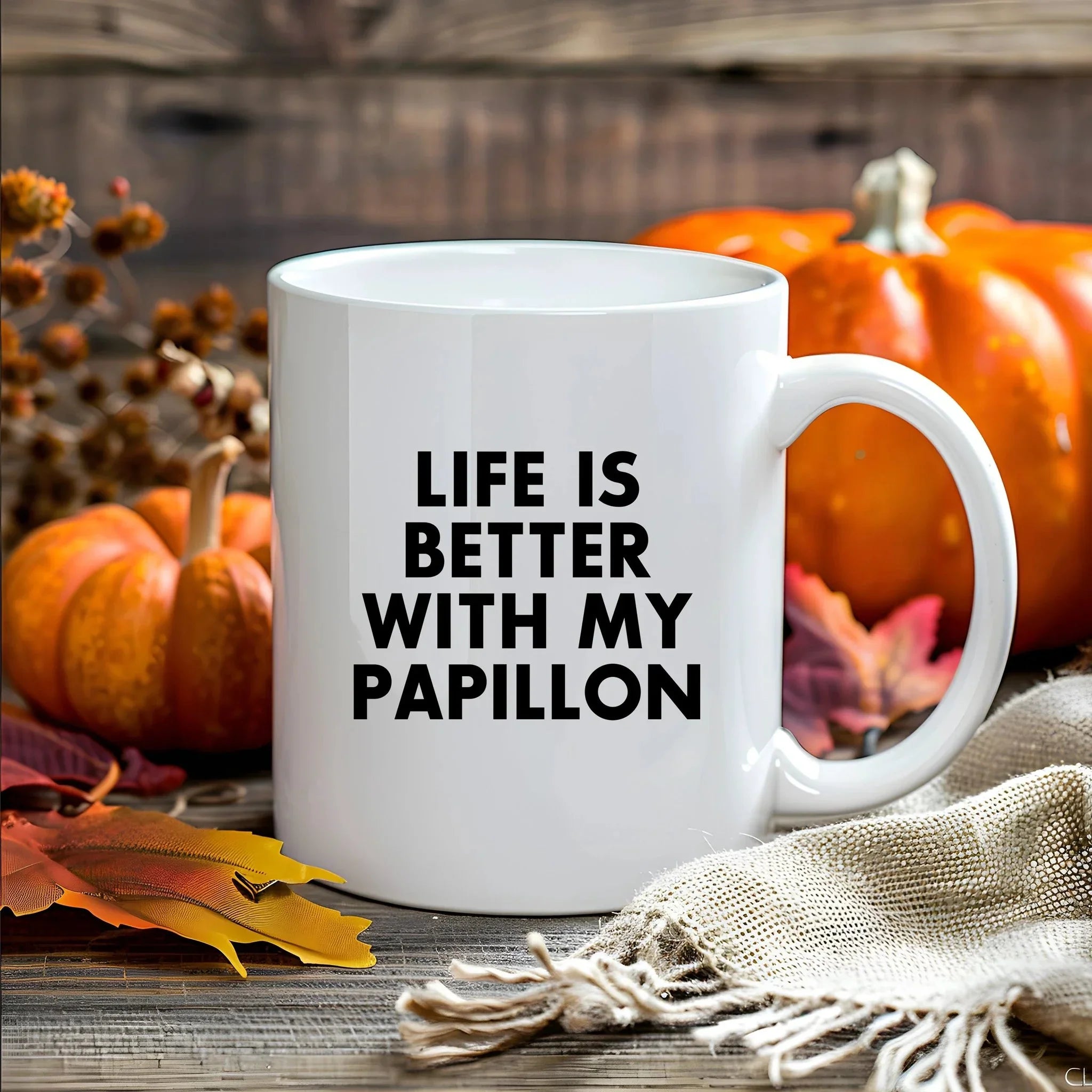 Spring Pet Products Papillon Dog Lovers Gifts from Mom, Funny White Coffee Mug for Mother's Day with 'Life Is Better With My Papillon' Quote, Ceramic, Microwave, and Dishwasher Safe