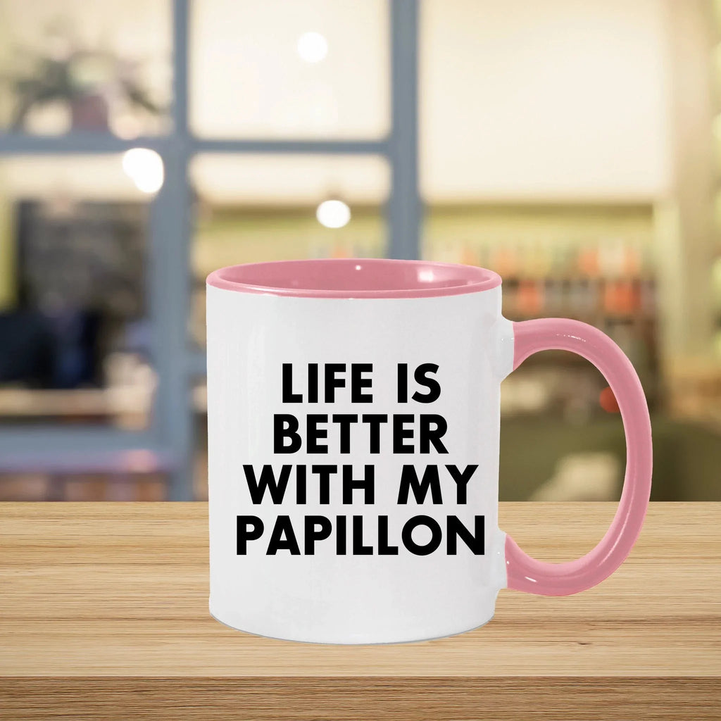Life Is Better With My Papillon, Gifts from Mom to Papillon Dog Lovers, Two Tone Coffee Mug, Mother's Day Unique Gifts