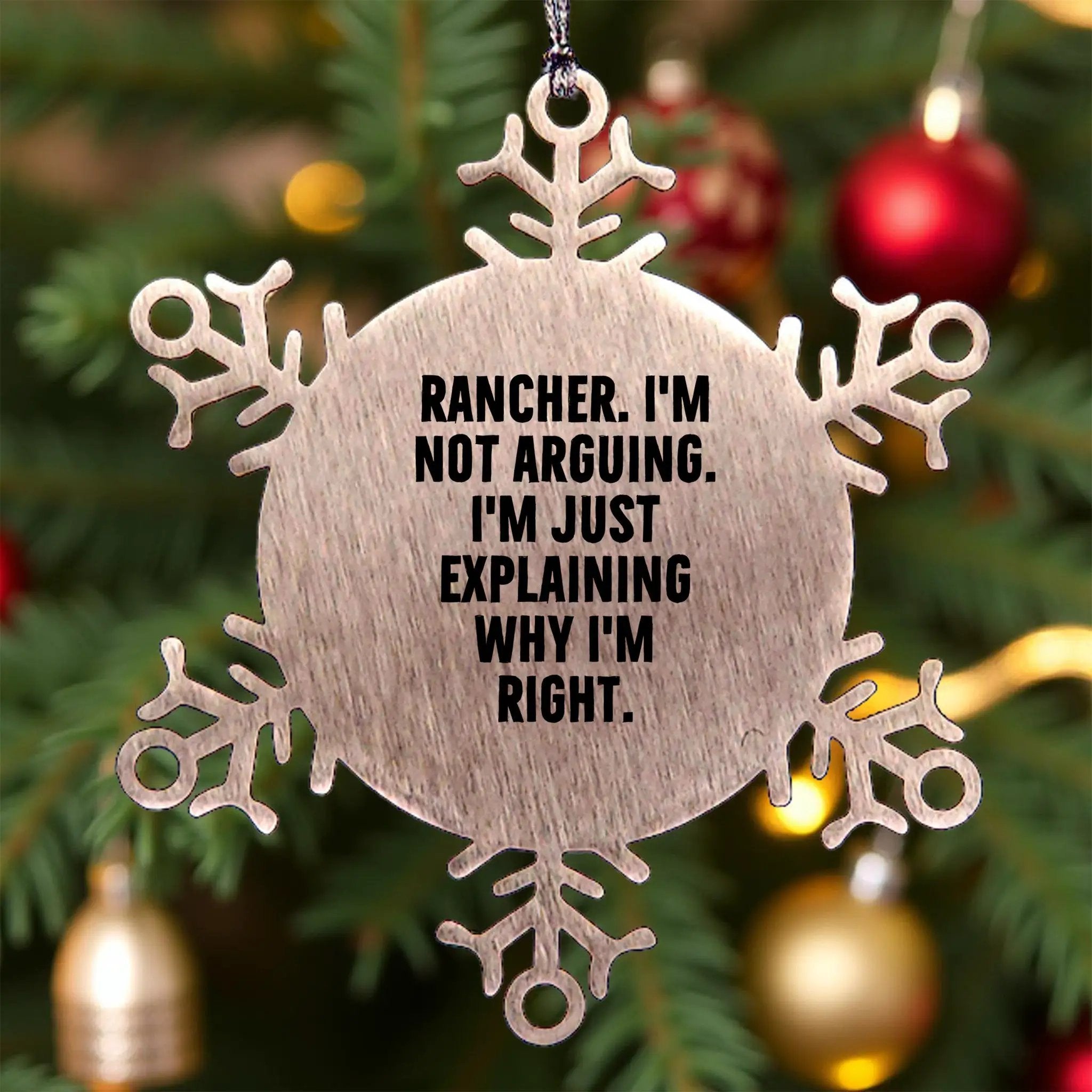 Funny Rancher Snowflake Ornament - I'm Not Arguing. I'm Just Explaining Why I'm Right