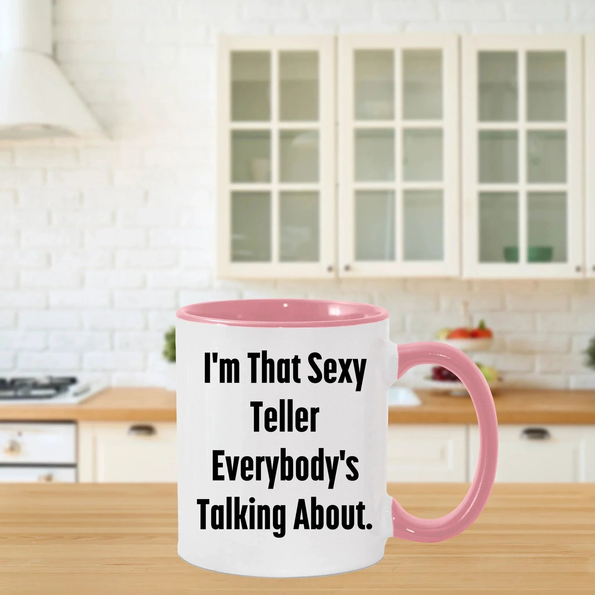 Funny Teller Gifts for Friends from Men, I'm That Sexy Teller Everybody's Talking About. Two Tone Coffee Mug for Graduation