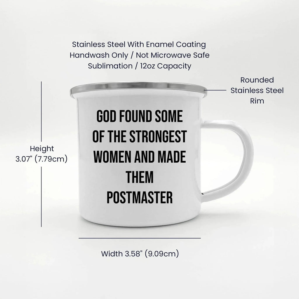 Funny Postmaster Gifts from Friends for Women, Inspirational Camping Mug for Graduation, 'God Found Some Of The Strongest Women And Made Them Postmaster' Quote