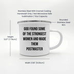 Funny Postmaster Gifts from Friends for Women, Inspirational Camping Mug for Graduation, 'God Found Some Of The Strongest Women And Made Them Postmaster' Quote