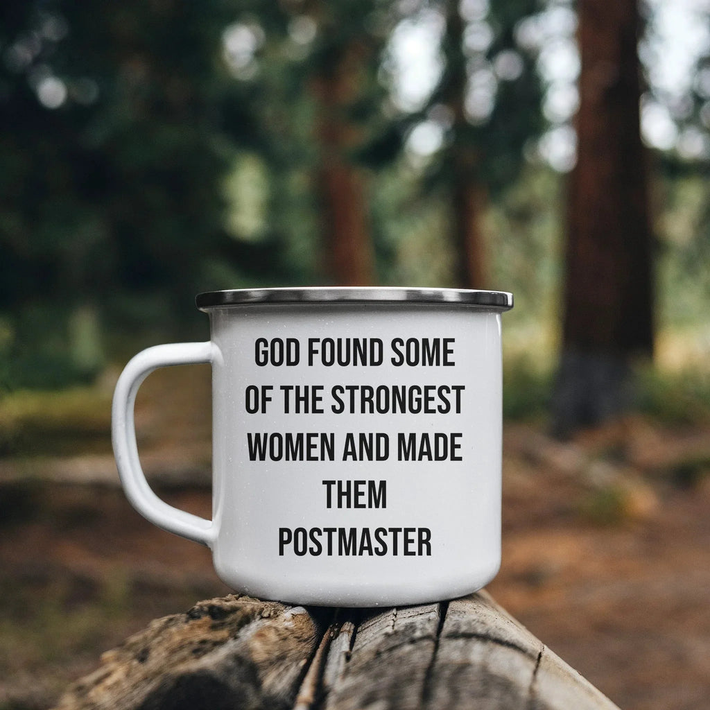 Funny Postmaster Gifts from Friends for Women, Inspirational Camping Mug for Graduation, 'God Found Some Of The Strongest Women And Made Them Postmaster' Quote