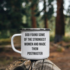 Funny Postmaster Gifts from Friends for Women, Inspirational Camping Mug for Graduation, 'God Found Some Of The Strongest Women And Made Them Postmaster' Quote