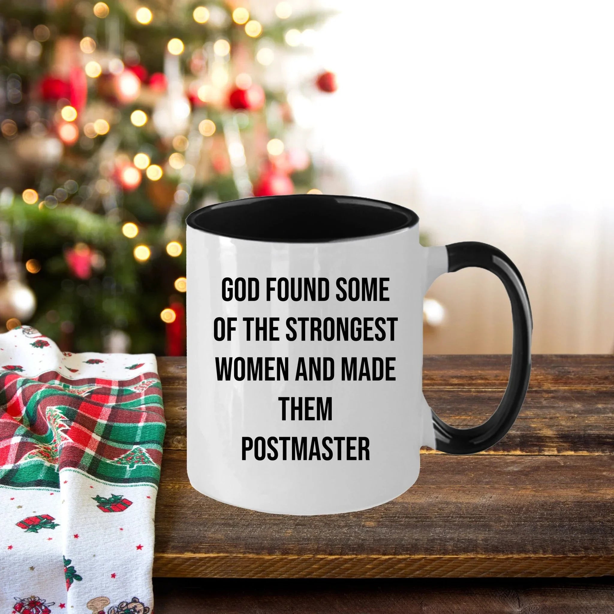Funny Postmaster Gifts, Inspirational Two Tone Coffee Mug, 'God Found Some Of The Strongest Women And Made Them Postmaster' Quote, Graduation Unique Gifts from Friends to Postmaster