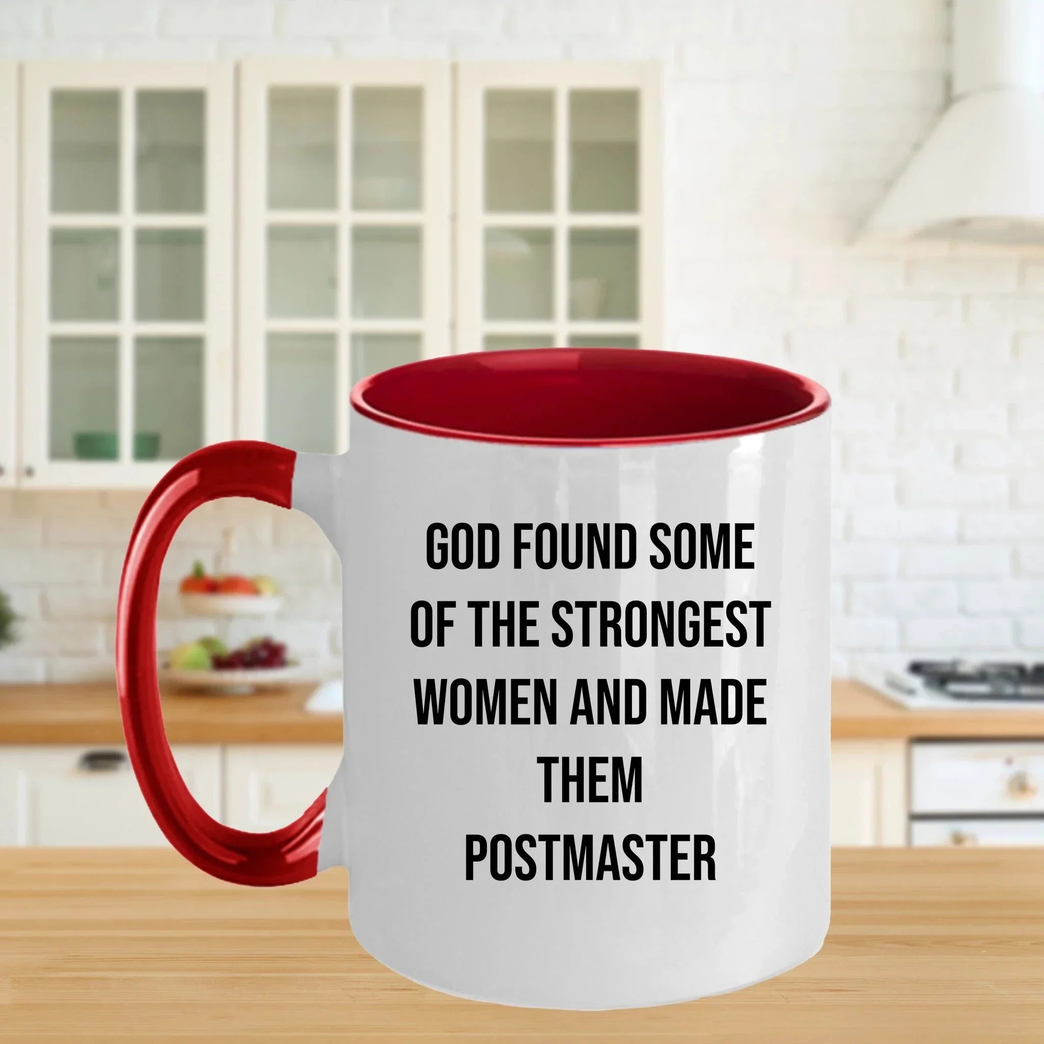 Funny Postmaster Gifts, Inspirational Two Tone Coffee Mug, 'God Found Some Of The Strongest Women And Made Them Postmaster' Quote, Graduation Unique Gifts from Friends to Postmaster