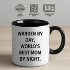 Warden Gifts by Day, Funny Mom by Night, Two Tone Coffee Mug for Father's Day