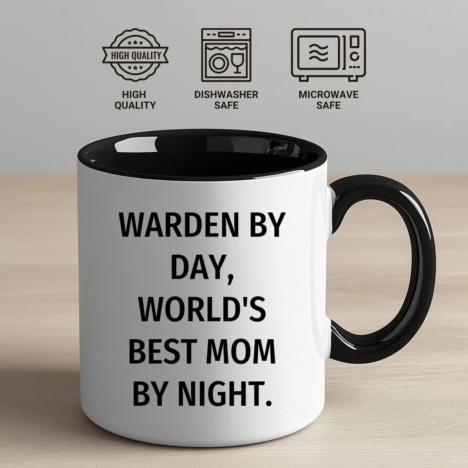 Warden Gifts by Day, Funny Mom by Night, Two Tone Coffee Mug for Father's Day