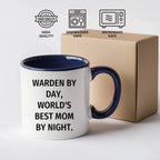 Warden Gifts by Day, Funny Mom by Night, Two Tone Coffee Mug for Father's Day