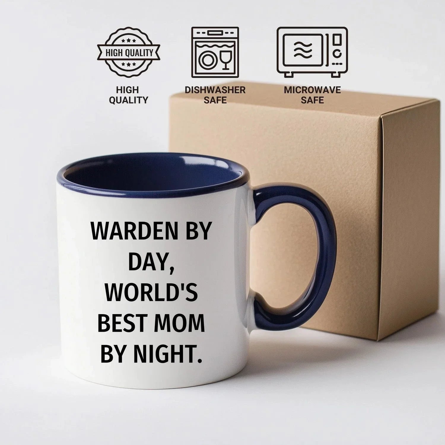 Warden Gifts by Day, Funny Mom by Night, Two Tone Coffee Mug for Father's Day