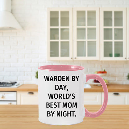 Warden Gifts by Day, Funny Mom by Night, Two Tone Coffee Mug for Father's Day - Mallard Moon Gift Shop
