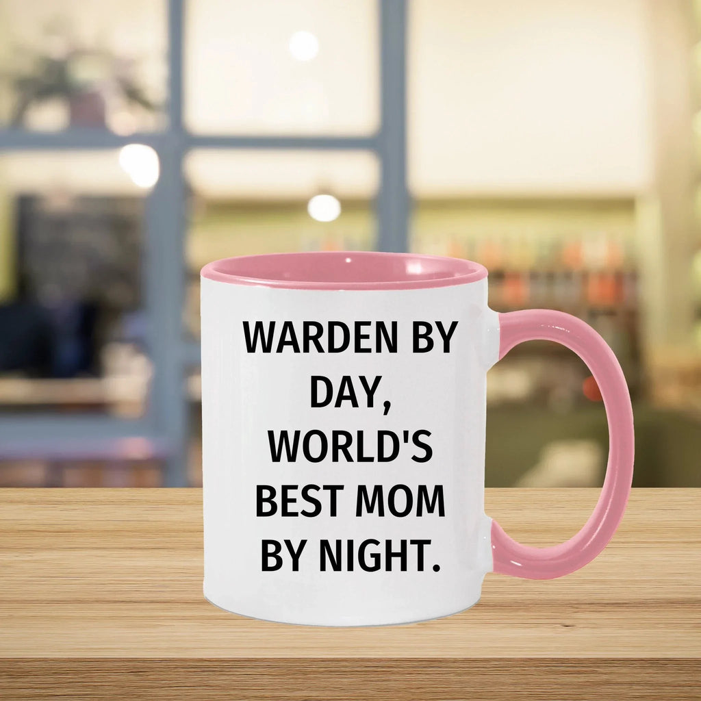 Warden Gifts by Day, Funny Mom by Night, Two Tone Coffee Mug for Father's Day