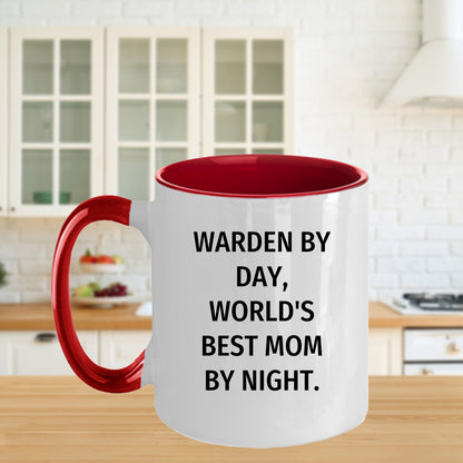 Warden Gifts by Day, Funny Mom by Night, Two Tone Coffee Mug for Father's Day - Mallard Moon Gift Shop