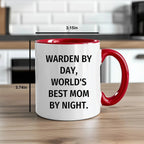 Warden Gifts by Day, Funny Mom by Night, Two Tone Coffee Mug for Father's Day