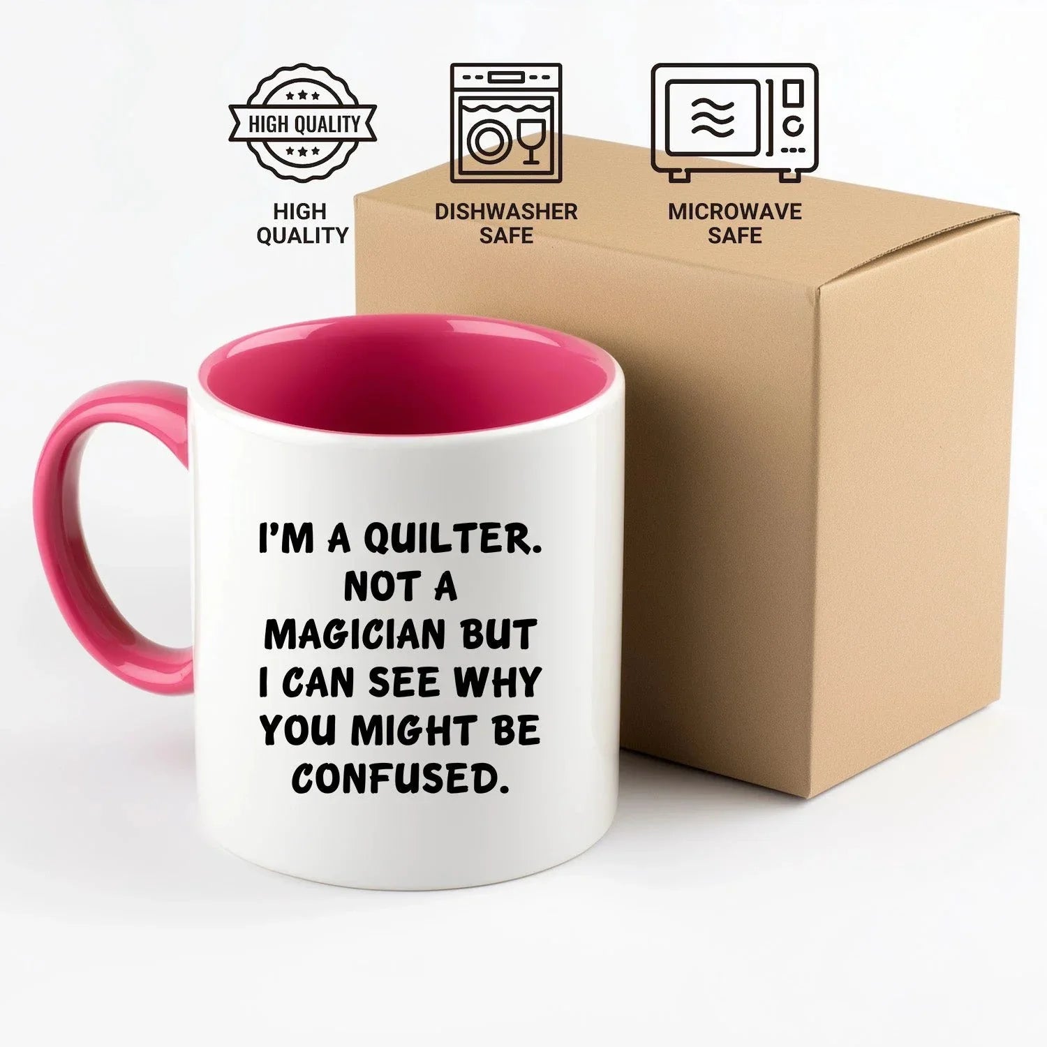 Funny Quilting Two-Tone Coffee Mug for Crafters & Fabric Lovers - I'm a Quilter, Not a Magician - Gift for Quilters