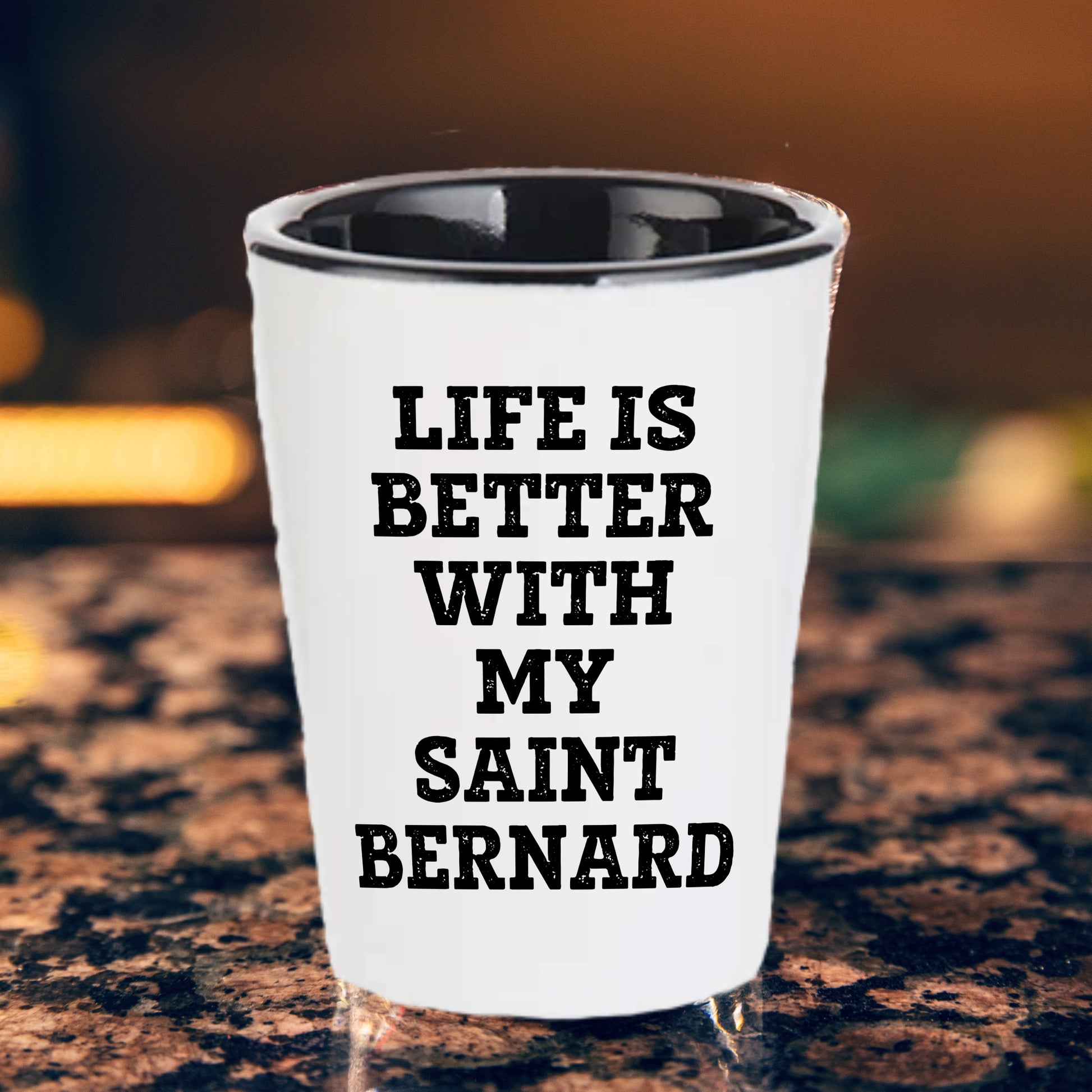 Life Is Better With My Saint Bernard Gift for Mom on Mother's Day Shot Glass - Mallard Moon Gift Shop