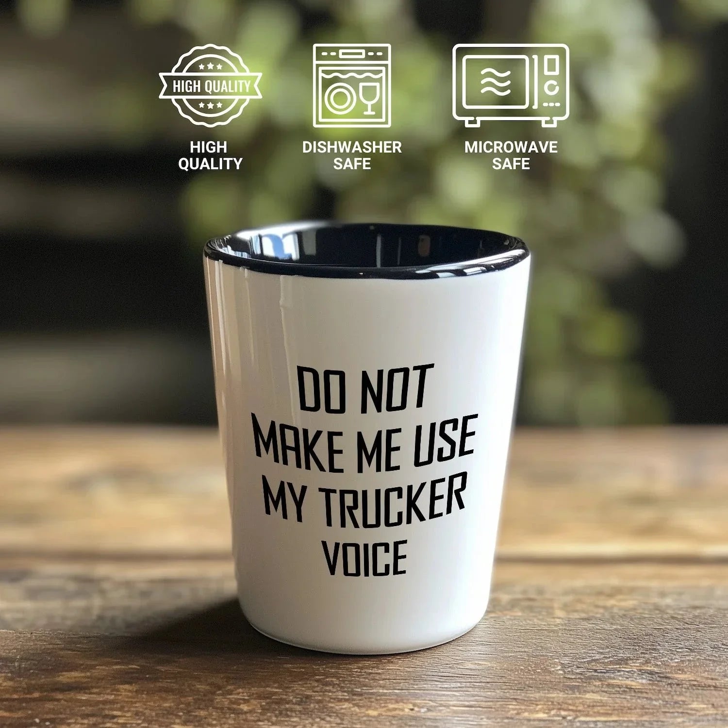 Funny Trucker Quote Shot Glass Gifts Do Not Make Me Use My Trucker Voice – Funny Gift for Truck Drivers, Coworkers, and Whiskey Lovers