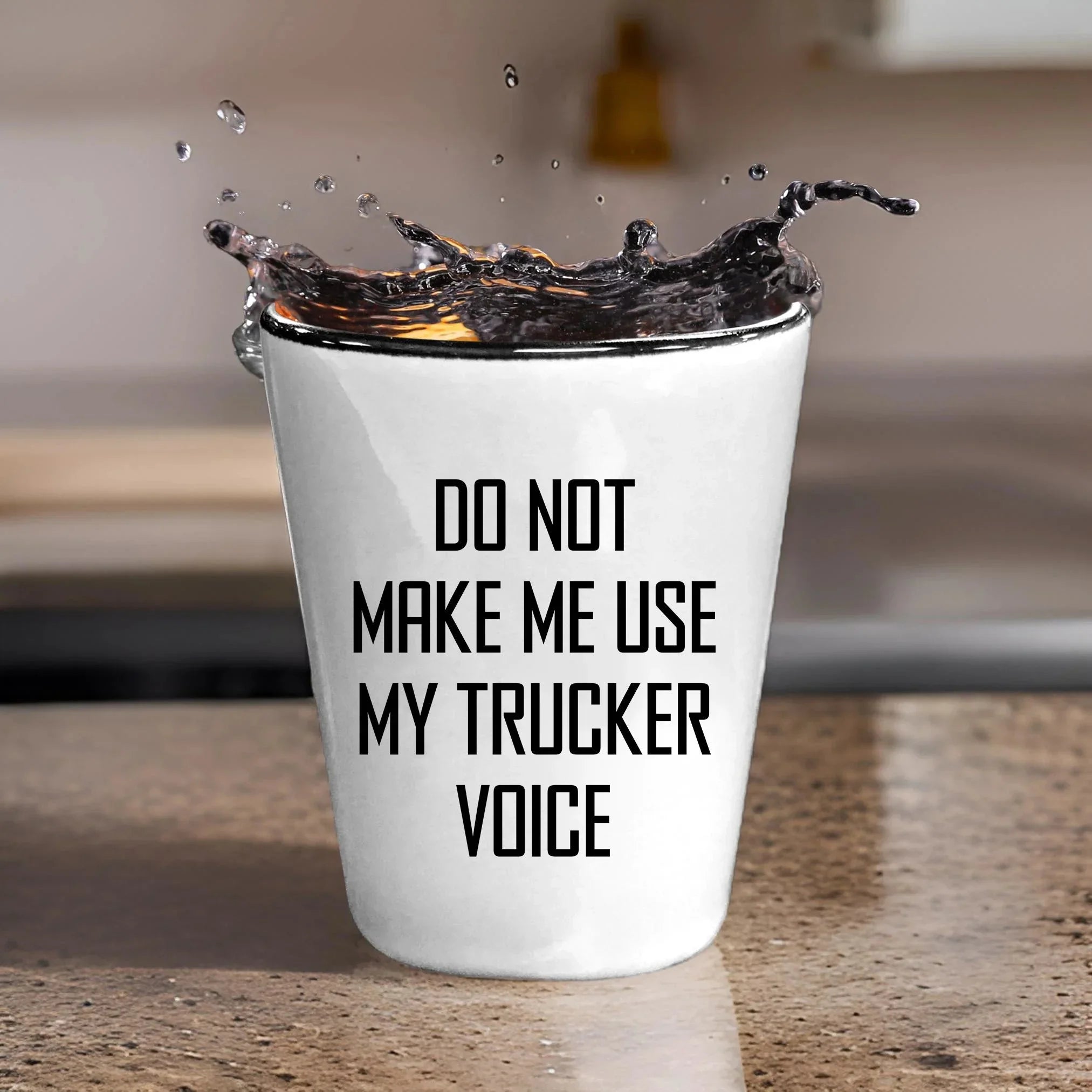 Funny Trucker Quote Shot Glass Gifts Do Not Make Me Use My Trucker Voice – Funny Gift for Truck Drivers, Coworkers, and Whiskey Lovers