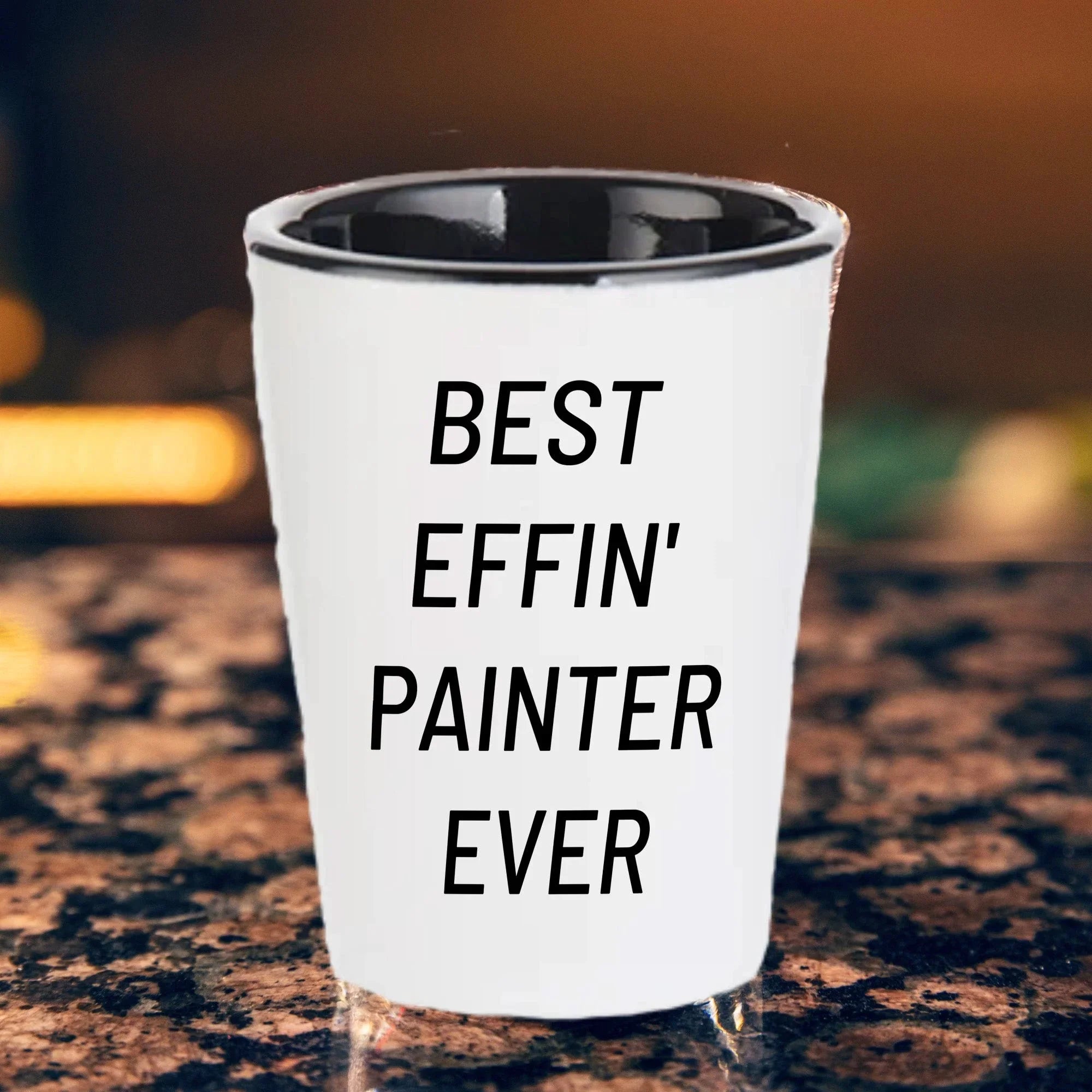 Best Effin’ Painter Ever Shot Glass – Funny Gift for House Painters, Artists, and DIY Pros Ceramic White, 1.5oz, Microwave and Dishwasher Safe