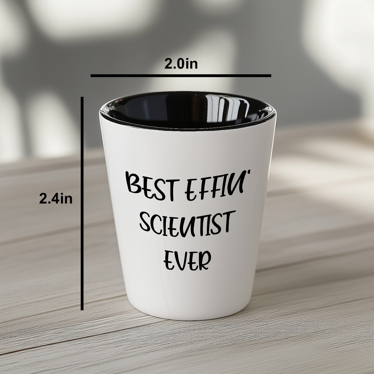 Best Effin' Scientist Ever Scientist Shot Glass Gifts for Mother's Day, Funny White Ceramic 1.5oz Microwave Dishwasher Safe - Mallard Moon Gift Shop