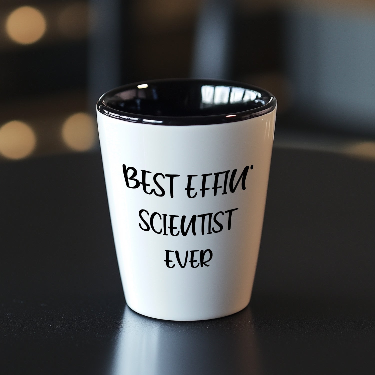 Best Effin' Scientist Ever Scientist Shot Glass Gifts for Mother's Day, Funny White Ceramic 1.5oz Microwave Dishwasher Safe - Mallard Moon Gift Shop